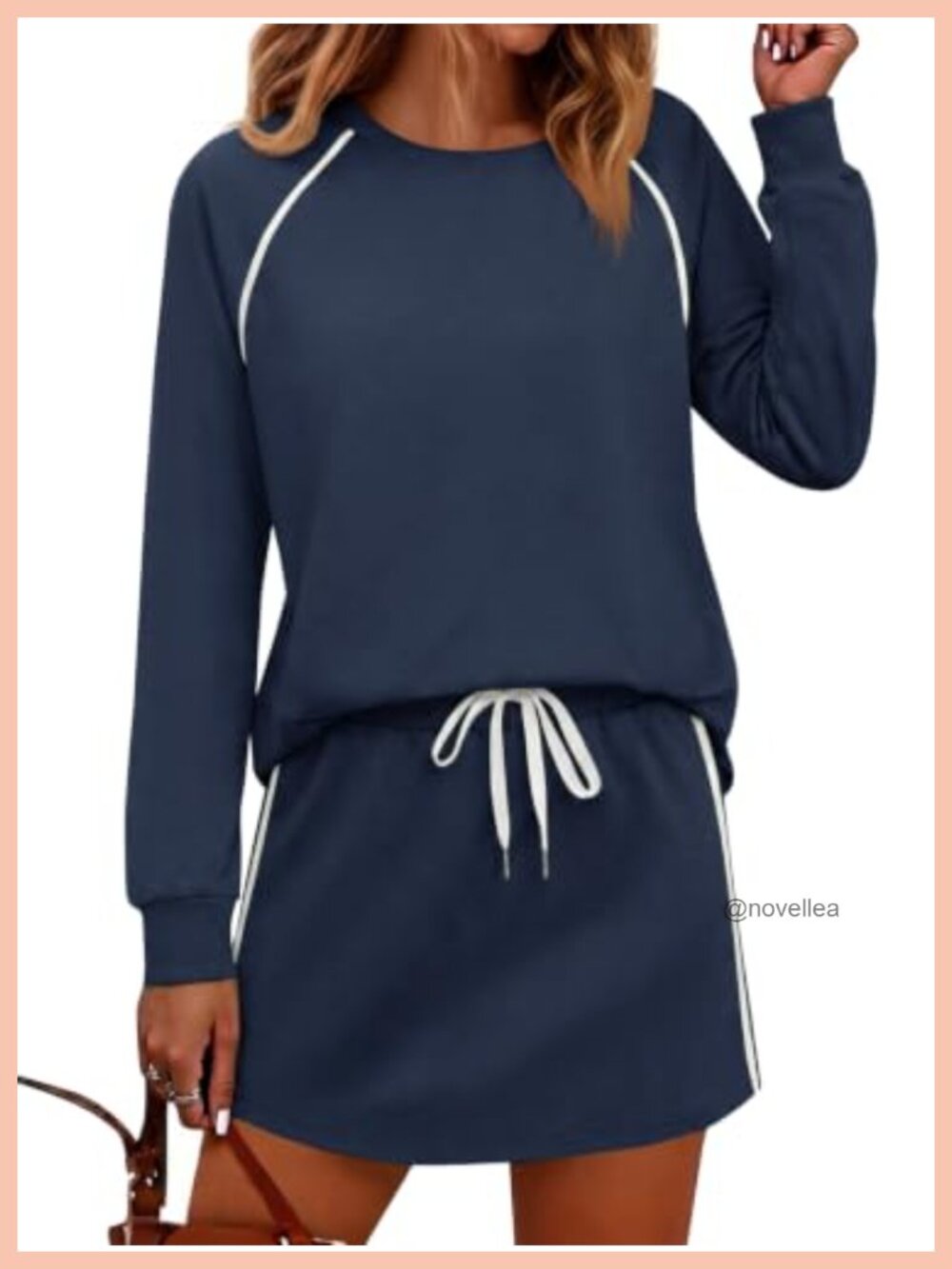 Womens 2 Piece Skirt Set Long Sleeve Top Skort Tennis Outfit
